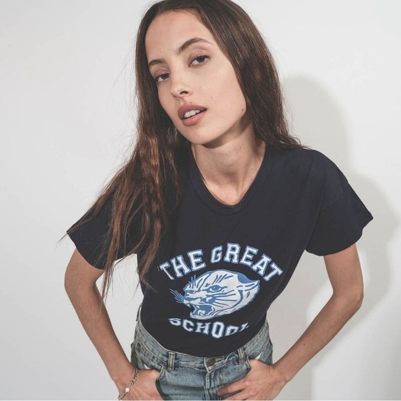 THE GREAT Navy Bobcat Boxy Graphic Tee 3 - Picture 1 of 7